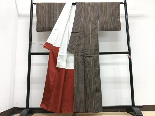 平和屋着物■上質な紬 縞 正絹 逸品 CABM2313xe