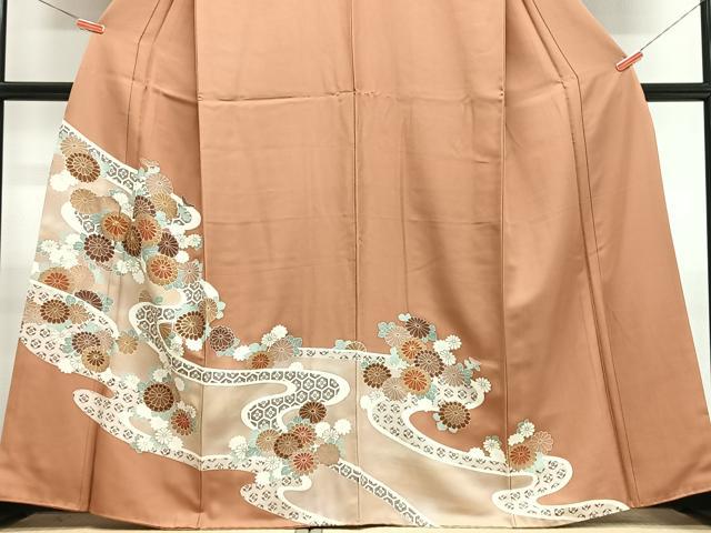 平和屋着物■豪華色留袖 駒刺繍 流水花文 金彩 正絹 逸品 CABM2316xe