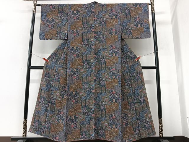 平和屋着物■上質な小紋 更紗草花文 正絹 逸品 CABM2352xe