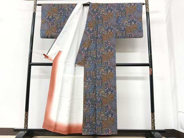 平和屋着物■上質な小紋 更紗草花文 正絹 逸品 CABM2352xe