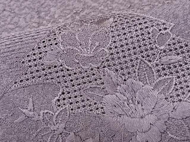 平和屋着物■中国三大刺繍 スワトウ刺繍 総刺繍 色留袖 松皮菱花地紋 古代紫色 胴抜き仕立て 正絹 逸品 CABM2353xe