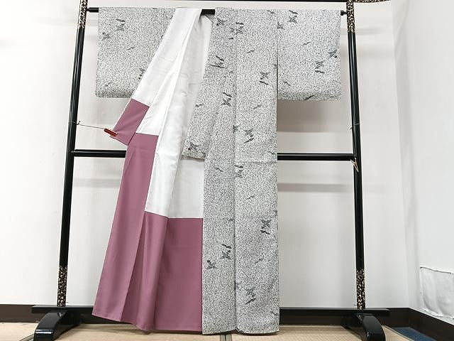 平和屋着物■小紋 草花文 たたき染め 洗える着物 CABM2358xe