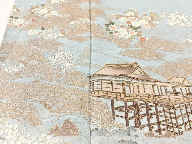 平和屋着物■豪華色留袖 駒刺繍 風景文 金彩 正絹 逸品 CABM2360xe