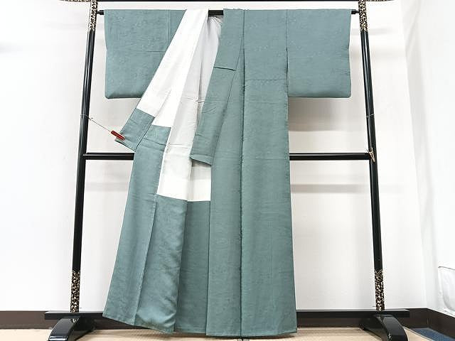 平和屋着物■上質な色無地 風景地紋 薄青色 正絹 逸品 CABM2370xe