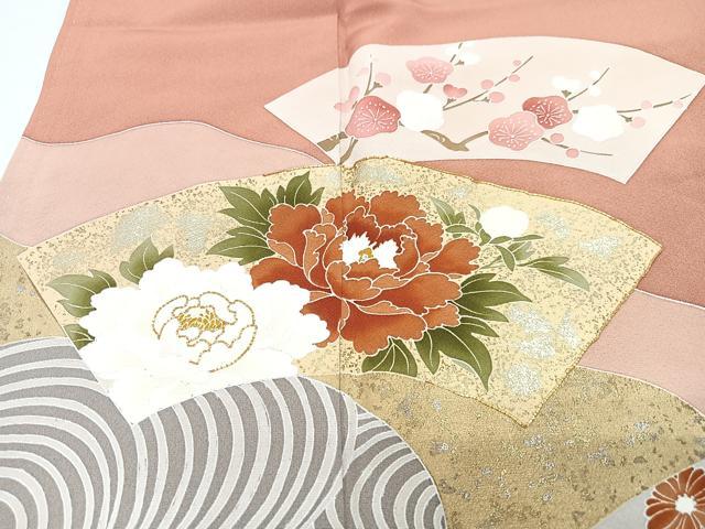 平和屋着物■色留訪問着 駒刺繍 地紙立波はな文 金銀彩 正絹 逸品 CABM2400xe