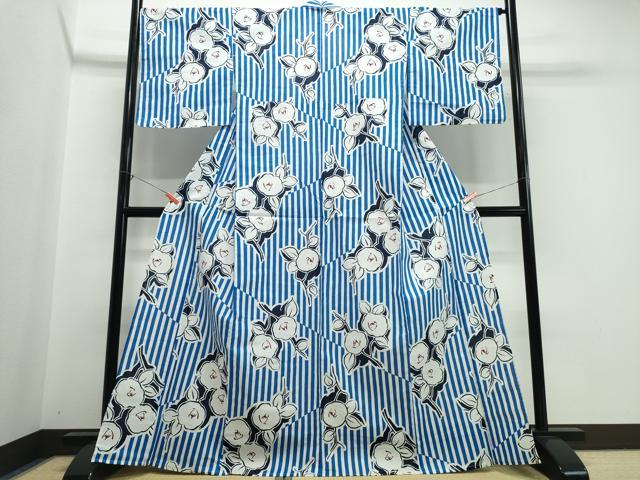 平和屋着物∴夏物 浴衣 枝椿 綿 逸品 未使用 CABM2405ng