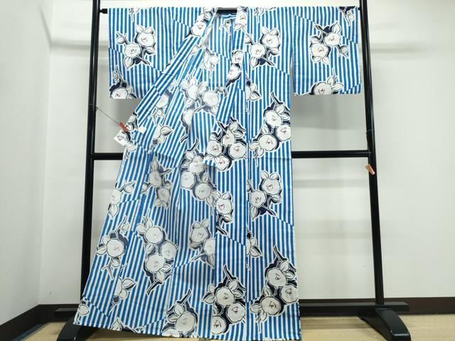 平和屋着物∴夏物 浴衣 枝椿 綿 逸品 未使用 CABM2405ng