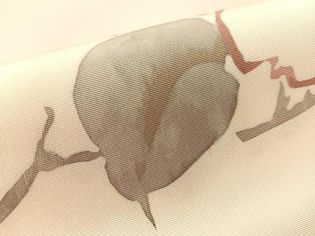 平和屋着物●塩瀬 九寸開き名古屋帯 ろうけつ染 枝椿 金銀彩 正絹 逸品 CABM2806vp