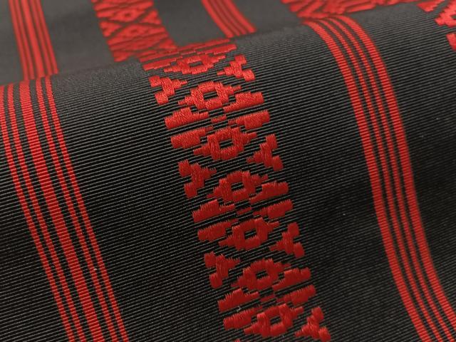 平和屋着物●本場筑前博多織 八寸名古屋帯 献上 黒地 正絹 逸品 CABM2815vp