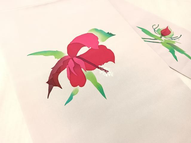 平和屋着物●塩瀬 九寸名古屋帯 作家物 ろうけつ染 草花文 正絹 逸品 未使用 CABM2830vp