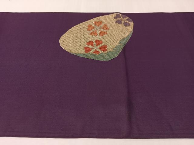 平和屋着物●アンティーク 大正ロマン 九寸開き名古屋帯 総刺繍 絽刺し 区限刺繍 貝合せ花文 金銀糸 正絹 逸品 CABM2842vp