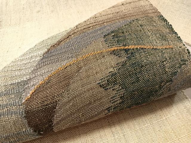 平和屋着物●西陣 老舗 渡文謹製 手織 真綿紬 八寸名古屋帯 抽象文様 金銀糸 正絹 逸品 CABM2847vp