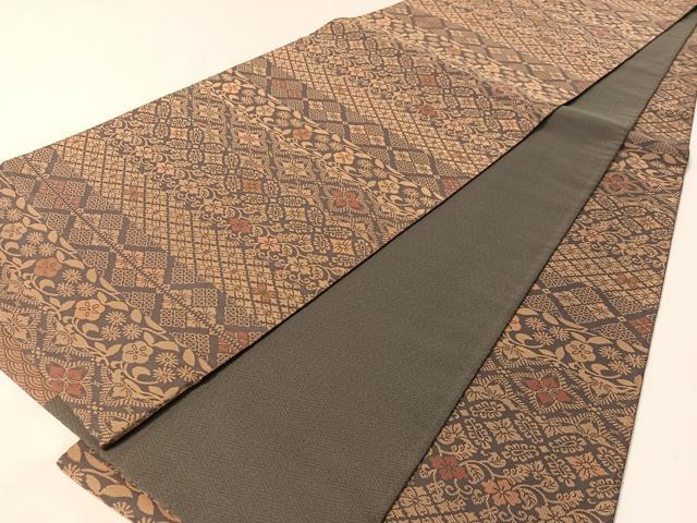 平和屋着物●京の名門・菱屋六右ェ門 両面 全通柄袋帯 横段吉祥花文 正絹 逸品 CABM2857vp