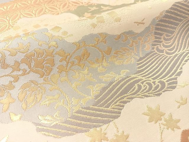平和屋着物●西陣 川島織物 六通柄 本袋帯 道長吉祥花鳥文 金銀糸 正絹 逸品 CABM2860vp