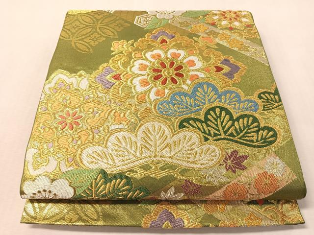 平和屋着物●西陣 川島織物 六通柄 本袋帯 唐織 正倉院松文 金銀糸 正絹 逸品 CABM2861vp