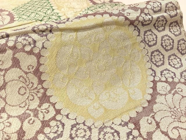 平和屋着物●西陣 川島織物 全通柄 本袋帯 吉祥花丸文 銀糸 松坂屋扱い 正絹 逸品 CABM2863vp