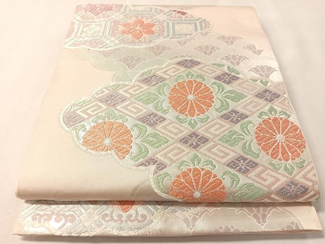 平和屋着物●西陣 川島織物 六通柄 本袋帯 唐織 雲取り吉祥花文 銀糸 正絹 逸品 CABM2865vp