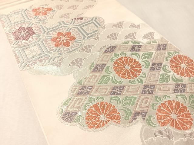 平和屋着物●西陣 川島織物 六通柄 本袋帯 唐織 雲取り吉祥花文 銀糸 正絹 逸品 CABM2865vp