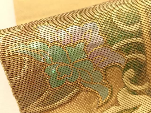 平和屋着物●西陣 川島織物 本金 太鼓柄 本袋帯 螺鈿箔 更紗唐草文 三越扱い 正絹 逸品 未使用 CABM2875vp