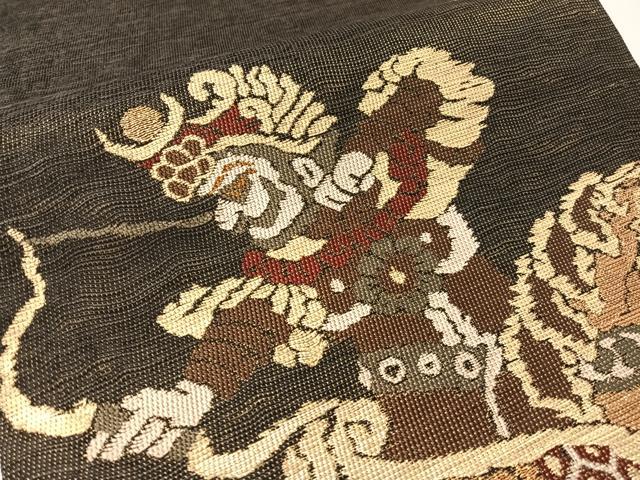 平和屋着物●西陣 鷹匠謹製 六通柄袋帯 狩鞍 金糸 正絹 逸品 CABM2896vp