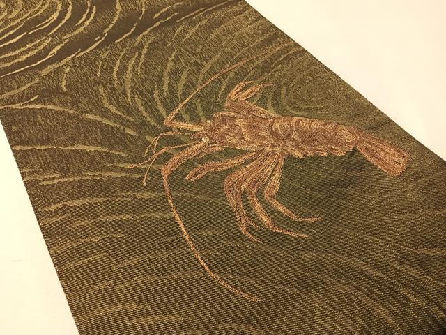 平和屋着物●太鼓柄袋帯 海老 金糸 正絹 逸品 CABM2899vp