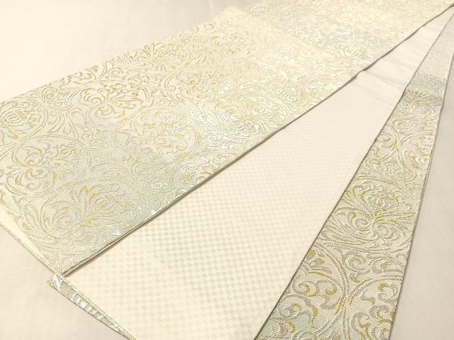 平和屋着物●六通柄袋帯 花唐草吉祥文 金銀糸 正絹 逸品 未使用 CABM2901vp