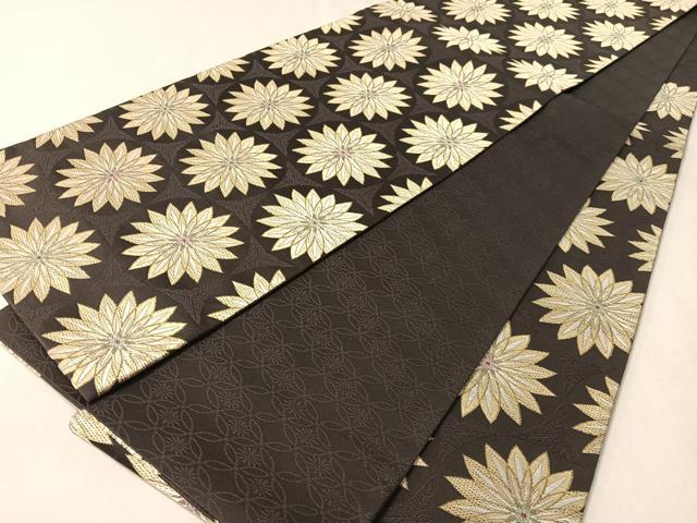 平和屋着物●六通柄袋帯 花丸文 金糸 正絹 逸品 CABM2903vp