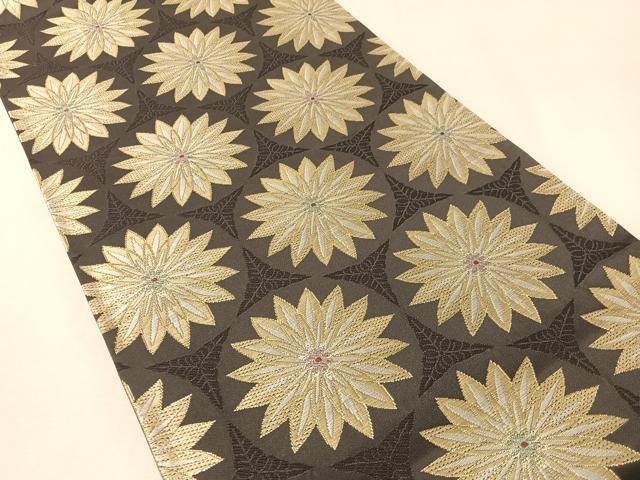 平和屋着物●六通柄袋帯 花丸文 金糸 正絹 逸品 CABM2903vp