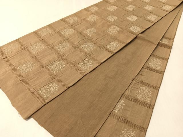 平和屋着物●西陣 六通柄 京袋帯 格子花文 証紙付き 綿 逸品 CABM2905vp