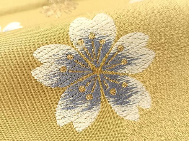 平和屋着物●六通柄袋帯 唐織 舞桜 金糸 正絹 逸品 CABM2914vp