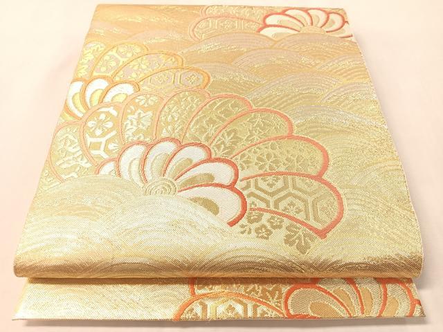 平和屋着物●西陣 川島織物 六通柄 本袋帯 唐織 立波花文 正絹 逸品 CABM2915vp