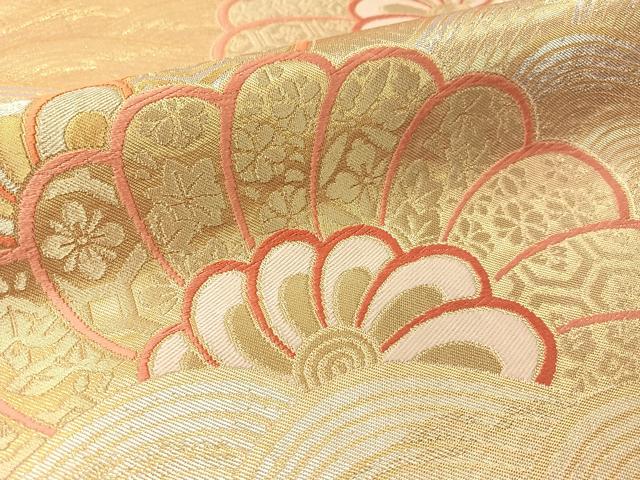 平和屋着物●西陣 川島織物 六通柄 本袋帯 唐織 立波花文 正絹 逸品 CABM2915vp