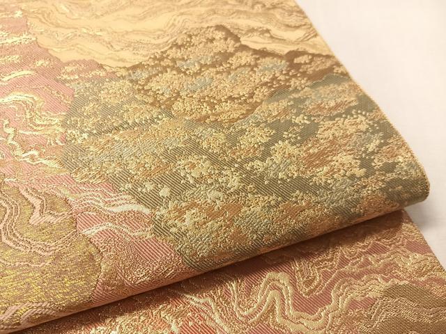 平和屋着物●西陣 服部織物謹製 六通柄袋帯 道長文様 金糸 正絹 逸品 CABM2919vp