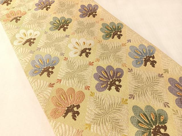 平和屋着物●六通柄袋帯 唐織 綴れ 菱松文 金糸 正絹 逸品 CABM2928vp