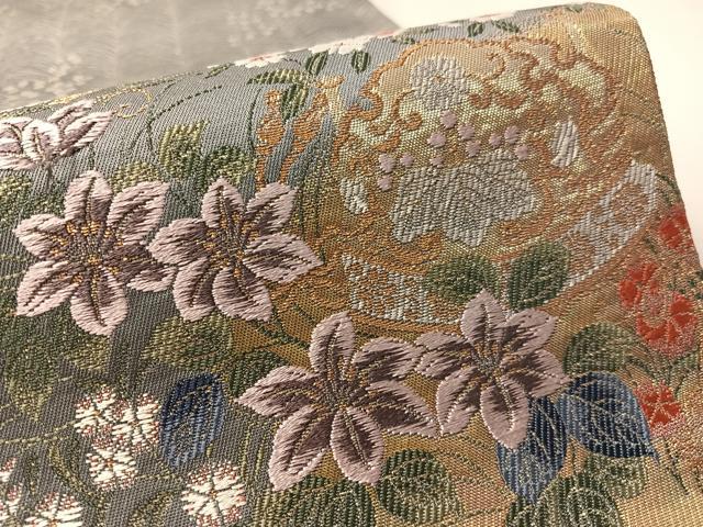 平和屋着物●六通柄袋帯 唐織 楽器花文 九百織 金糸 引箔 正絹 逸品 CABM2942vp