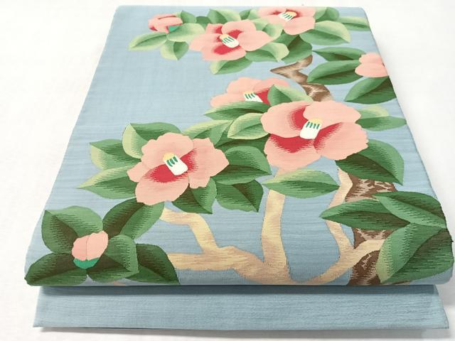 平和屋着物●爪掻き本綴れ 太鼓柄袋帯 枝椿 正絹 逸品 CABM2946vp