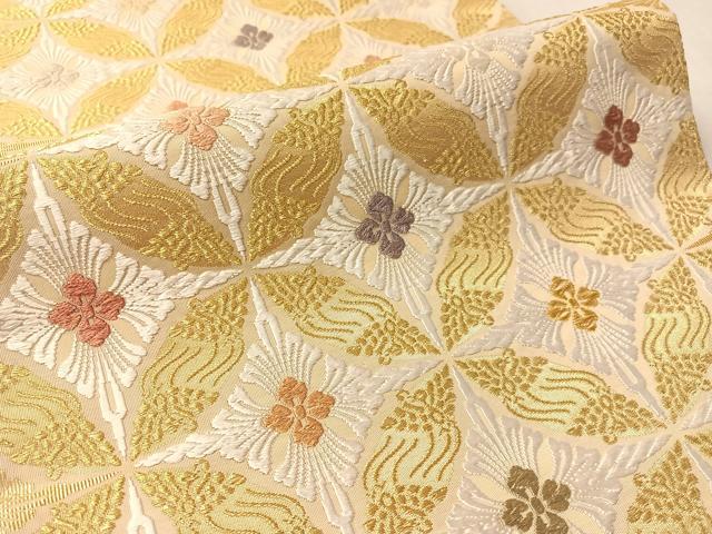 平和屋着物●六通柄袋帯 唐織 七宝花文 金糸 正絹 逸品 CABM2949vp