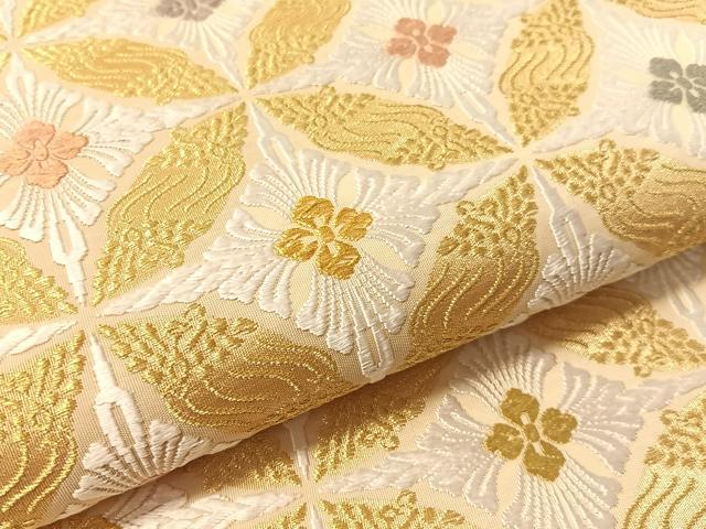 平和屋着物●六通柄袋帯 唐織 七宝花文 金糸 正絹 逸品 CABM2949vp