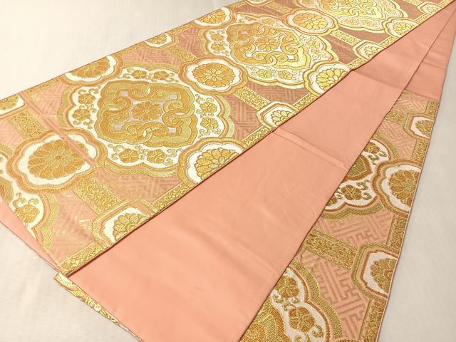 平和屋着物●西陣 川島織物 六通柄 本袋帯 天井花文 金糸 正絹 逸品 CABM2958vp