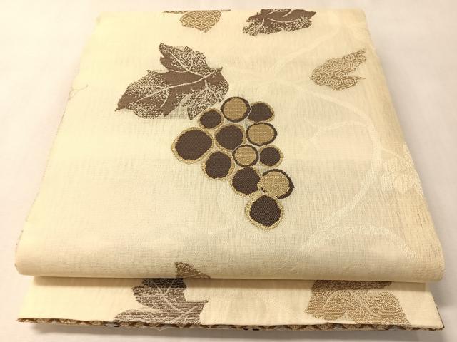 平和屋着物▽両面 六通柄袋帯 スリーシーズン 春夏秋 横段吉祥花文 正絹 逸品 未使用 CABM2962vp