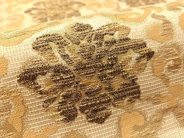 平和屋着物▽六通柄袋帯 スリーシーズン 春夏秋 花唐草文 金糸 正絹 逸品 CABM2963vp