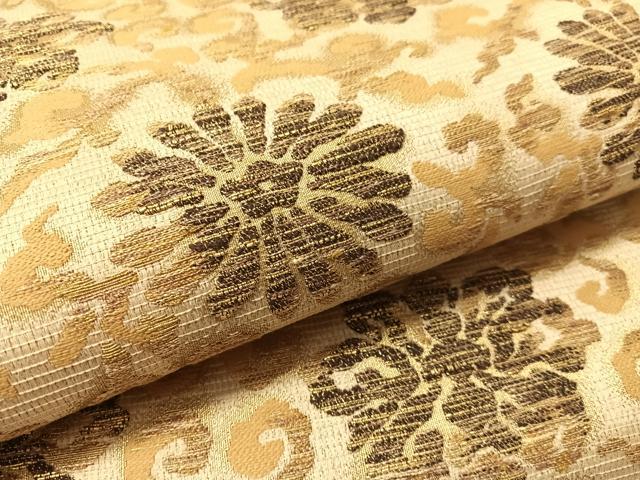 平和屋着物▽六通柄袋帯 スリーシーズン 春夏秋 花唐草文 金糸 正絹 逸品 CABM2963vp