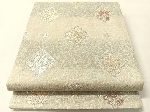 平和屋着物▽六通柄袋帯 スリーシーズン 春夏秋 唐織 櫛織 菱花文 金銀糸 正絹 逸品 CABM2965vp