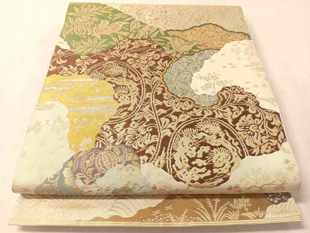 平和屋着物●西陣 川島織物 六通柄 本袋帯 道長更紗花鳥文 金銀糸 正絹 逸品 CABM2970vp