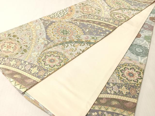 平和屋着物●両方向 全通柄袋帯 正倉院鳳凰更紗 金糸 正絹 逸品 CABM2972vp