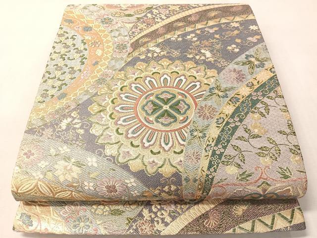 平和屋着物●両方向 全通柄袋帯 正倉院鳳凰更紗 金糸 正絹 逸品 CABM2972vp