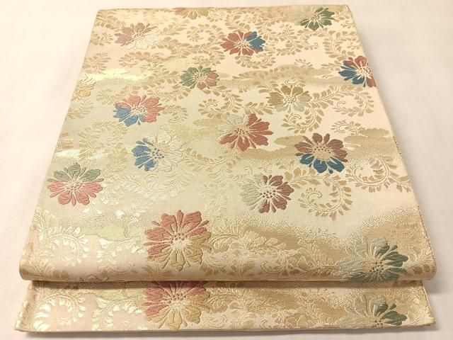 平和屋着物●六通柄袋帯 唐織 花唐草文 金糸 正絹 逸品 CABM2974vp