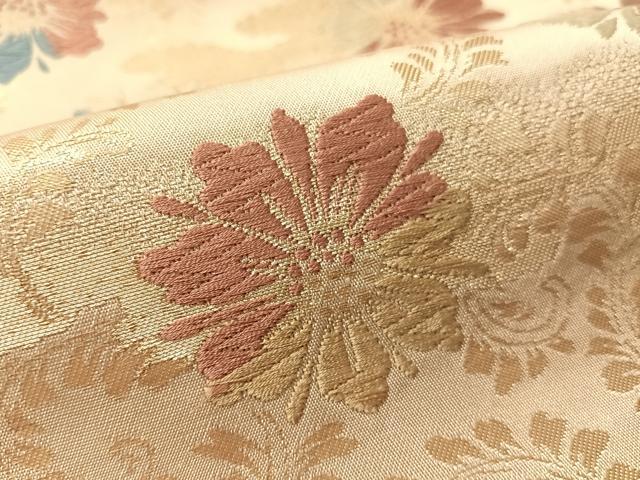 平和屋着物●六通柄袋帯 唐織 花唐草文 金糸 正絹 逸品 CABM2974vp