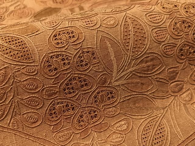 平和屋着物●中国三大刺繍 スワトウ相良刺繍 総刺繍 太鼓柄袋帯 地紙藤花文 金彩 正絹 逸品 CABM2976vp