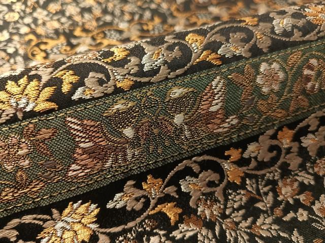 平和屋着物●西陣の名門 加納幸謹製 六通柄袋帯 更紗唐草鳳凰文 黒地 金銀糸 三越扱い 正絹 逸品 CABM2978vp